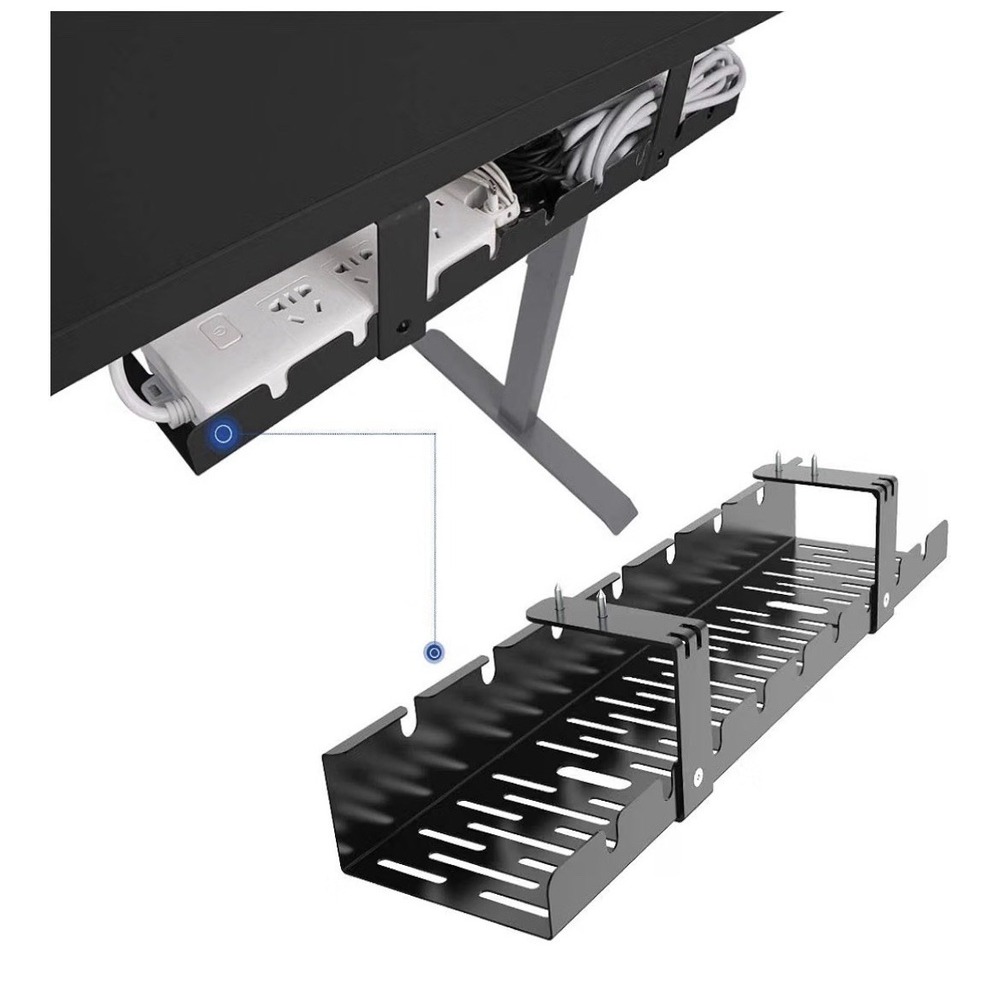 Flexispot Under Desk Cable Management Tray Office Home Standing Desk Metal Black